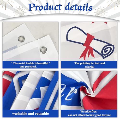 Image of Red Blue Graduation Decorations Class of 2026 Yard Sign Banner Large Red White and Blue Congrats Grad Banner Yard Sign for Graduation Party Supplies