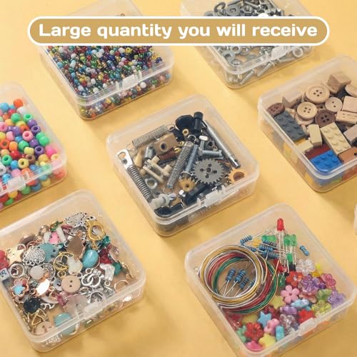 Image of SATINIOR 300 Packs Clear Small Plastic Containers 3.35 X 3.35 X 1.1 Inches Transparent Storage Box with Hinged Lid in Bulk for Jewelry Hardware Crafts Small Items