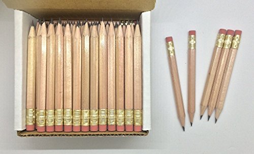Half Pencils With Eraser - Golf, Classroom, Pew, Short, Mini - Hexagon, Sharpened, Non Toxic, #2 Pencil, Color - Natural, (Box Of 48) Golf Pocket Pencils #TOP2