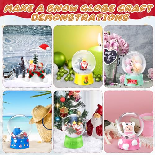 Mifoci 36 Pcs 4 Inch Christmas DIY Snow Globe Clear Plastic Water Globe Bulk Empty Fillable Snow Globes with Screw Off Cap Keepsake Globe Display Case for DIY Crafts Kids Ornaments Home Decoration