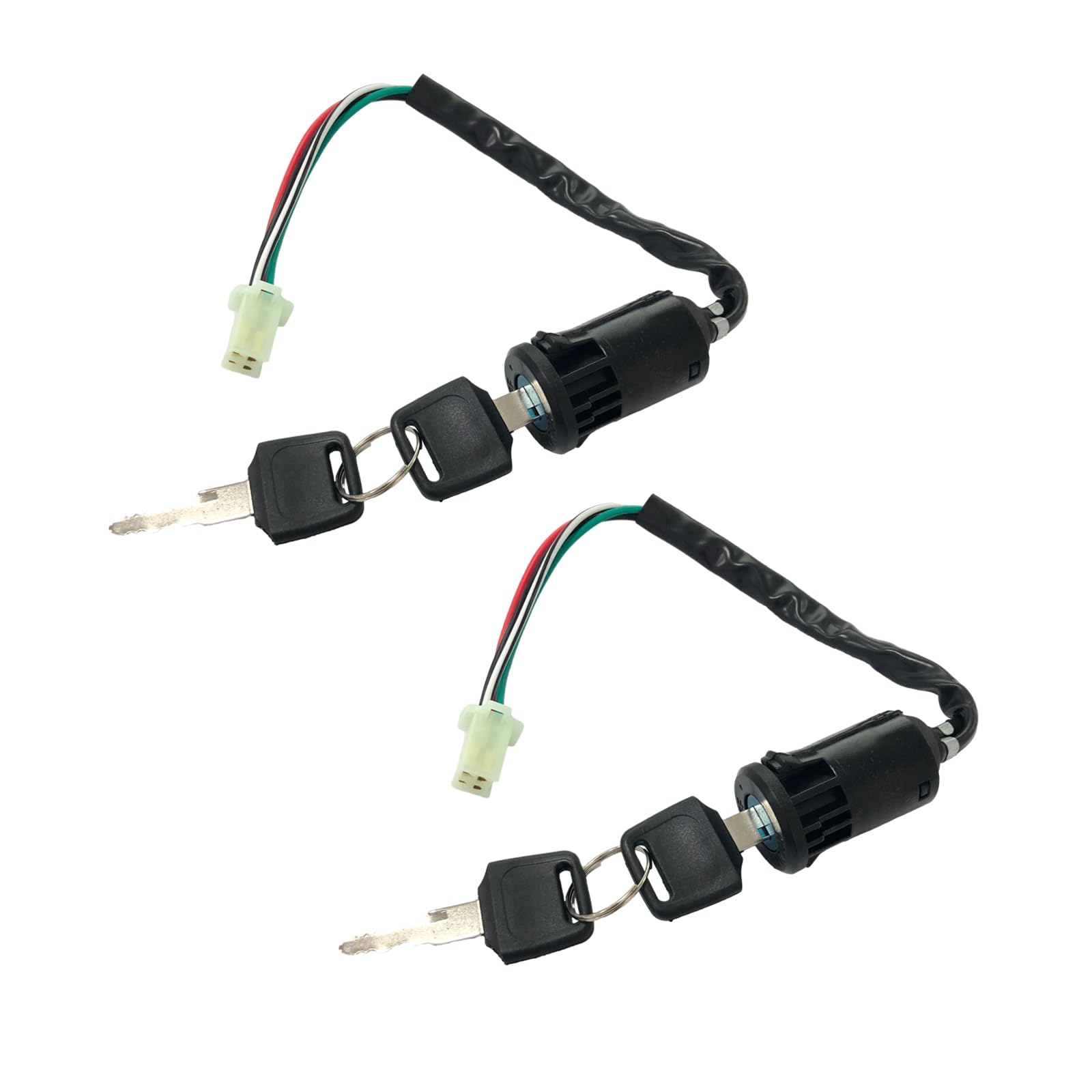 2 PCS Motorcycle Ignition Switch, 4 Wire Pin Ignition Switch with 2 Keys, Key Locking Starter Switch Replacement for 50cc to 250cc Go Kart ATV Dirt Bike Scooter Motorcycle