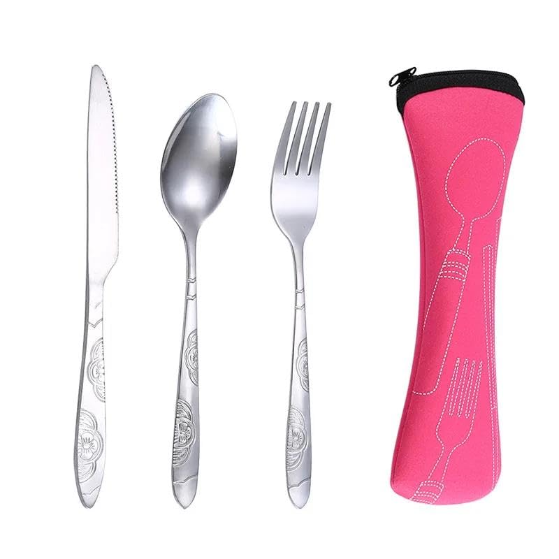 Ensemble de couverts 3 pièces avec sac portable pour vos pique-niques et repas nomades