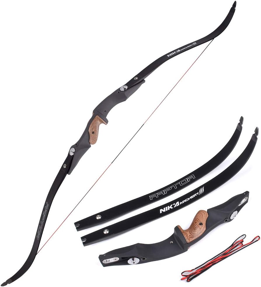 NIKA ARCHERY Hunting Recurve Bow Raptor ILF Limbs 60" 20-50lb Black Phoenix Bows Powerful Hunt Shooting
