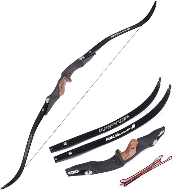 NIKA ARCHERY Hunting Recurve Bow Raptor ILF Limbs 60" 2050lb Black