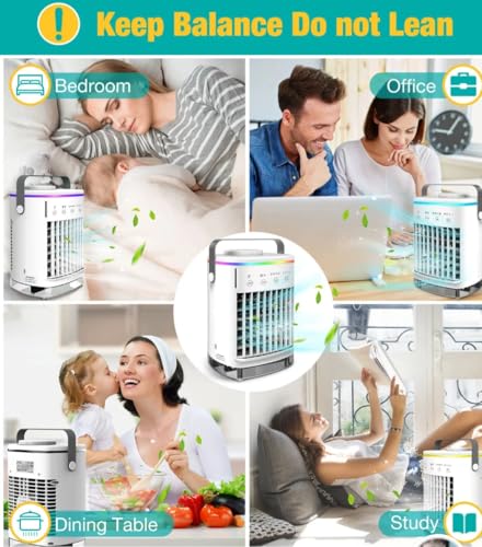 TiMT-Portable-Air-conditIoner-powerful-4-Speed-air-cooler-Mini-Desk-AC-Fan-with-7-colors-Light-Evaporative-Air-Cooler-with-Timer-AC-Air-Misting-cooler-Fan-for-Office-Room-Study-White-CF006