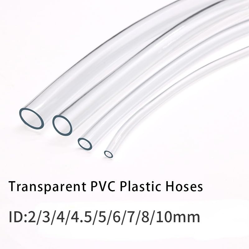 flexiable rubber Transparent PVC Plastic Hose Water Pump Tube Inner Diameter 2mm 3mm 4mm 4.5mm 5mm 6mm 7mm 8mm 10mm drain elastic (Size : 10Meter, Color : ID 5mm OD 7mm)
