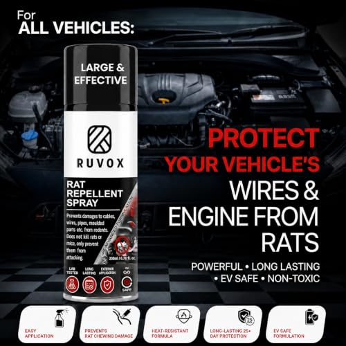 Image of Rat Repellent Spray for Cars & Bikes 200ml | Non-Toxic Anti Rat Spray for Car Wire Protection | Prevents Rat Damage to Wiring & Outdoor Utilities | Long Lasting 6-8 Weeks Protection | Highly Effective Formula