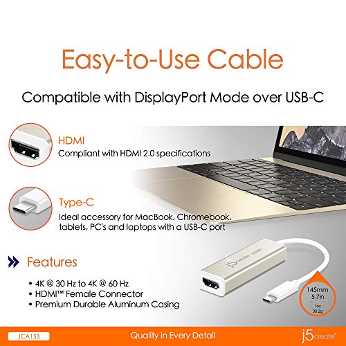 Adaptador USB Type-C a HDMI 4K j5create JCA153 miniatura 4