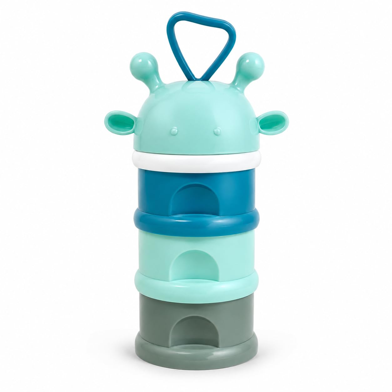 Stackable Baby Formula Dispenser, BPA-Free Milk Powder Storage Container with Compartments, Leakproof Portable Container, Cute Giraffe Shape for Travel & Night Feeding (Mint Green)-image-12