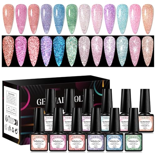 Set de 12 esmaltes de gel con brillo reflectante miniatura 1