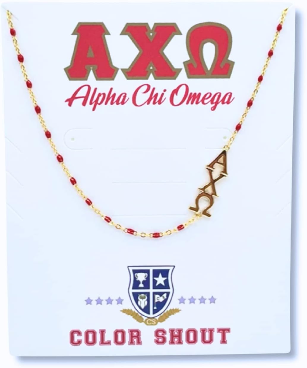 The Necklace: Alpha Chi Omega Side Set ΑΧΩ Enamel Bead Necklace
