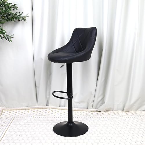 كرسي حديث من الهدايا مول للمطبخ و الطعام و الكاونتر مبطن بمسند للقدمين، مصنوع من القماش، باللون الأسود