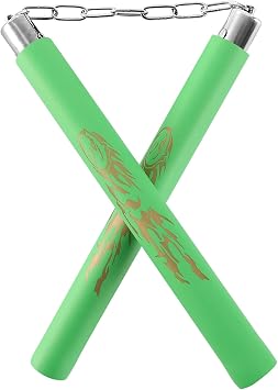 TOPOINT Nunchuck,Foam Training Nunchucks/Nunchakus with Steel Chain for Kids & Beginners Practice and Training Green
