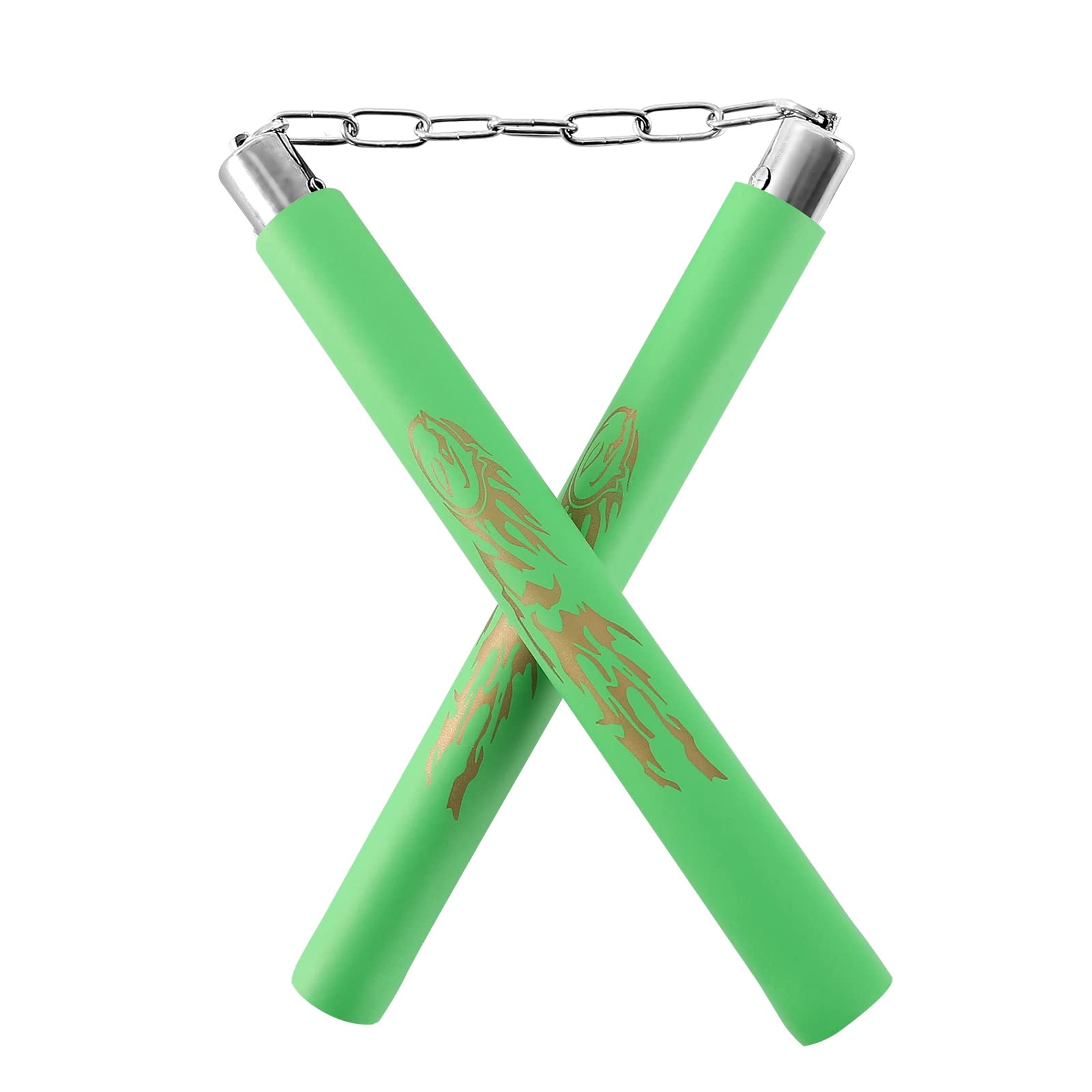 TOPOINT Nunchuck,Foam Training Nunchucks/Nunchakus with Steel Chain for Kids & Beginners Practice and Training (Green)