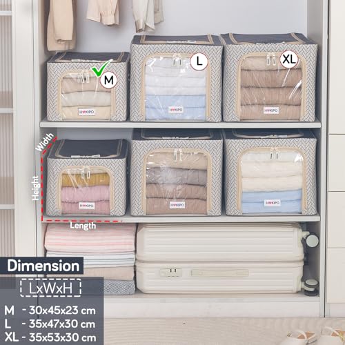 Image of HOKIPO 600D Oxford Fabric Cloth Organizer for Storage, Cream Mist - Medium Pack of 1 (AR-6717-OWHT)