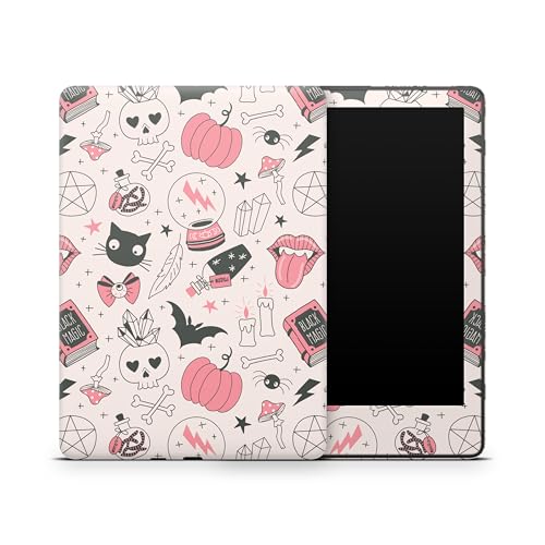 ZOOMHITSKINS Glitter Kindle Skin Compatible with Kindle Paperwhite Gen 12 (2024), Magical Pinky Halloween Black Cat Pink Cute, Easy Bubble-Free 3M Vinyl Decal, Made in The USA