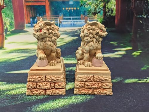 狛犬 宝珠 阿吽 2種セット タイガーアイ レッドアゲート ローズクォーツ (ローズクォーツ)