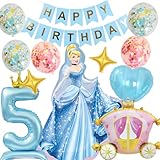 3rd Design シンデレラ ディズニー プリンセス バルーン 誕生日 風船 飾り付け プレゼント 飾り付けeガイドブック付き (シンデレラ, 数字5)