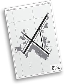 Modern Poster of Bradley International Airport Bdl | 11x17 12x18 16x24 24x36 Unframed Wall Art | Minimal Traveler Print for Gift | Minimalist Home Office Decor