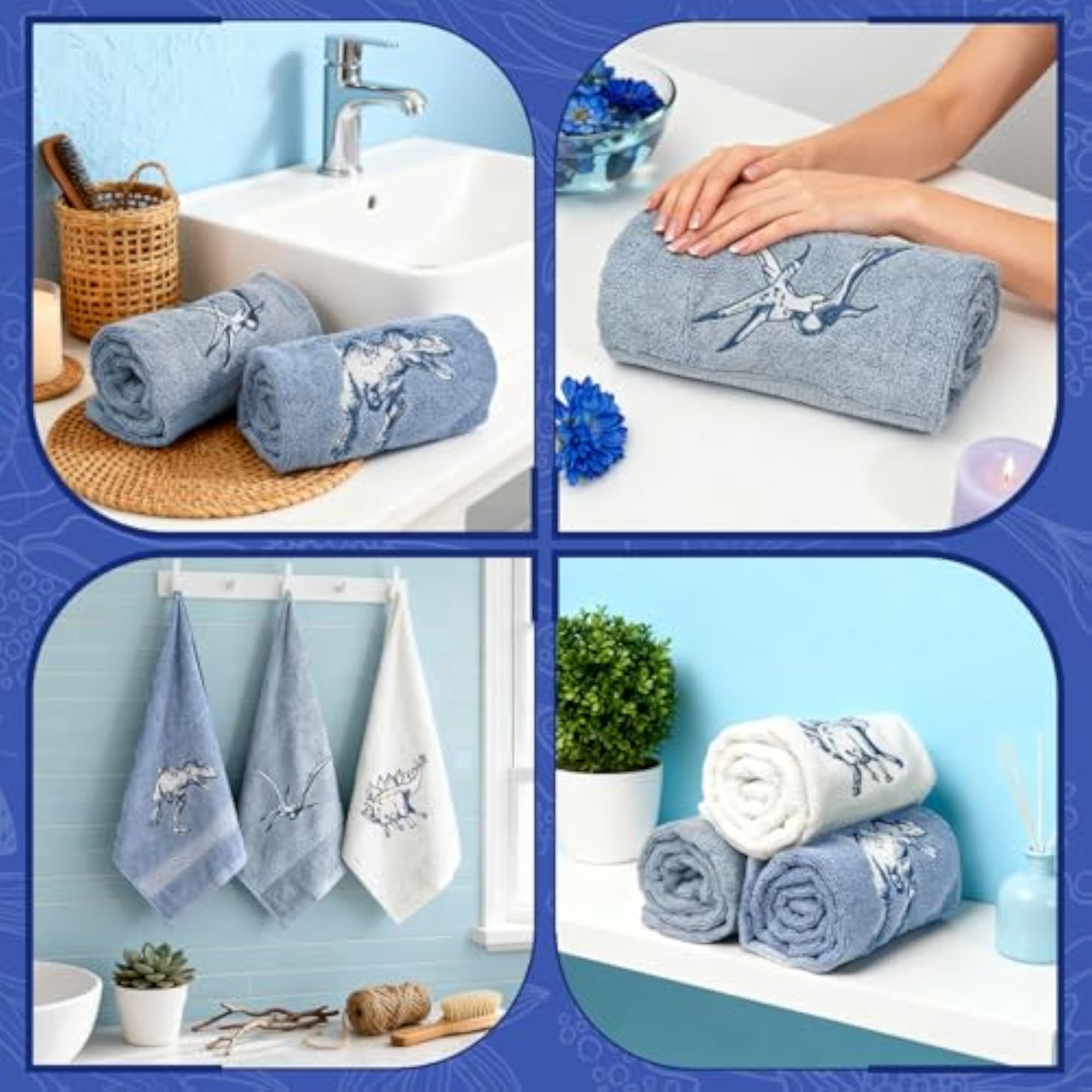 3 Pcs Dinosaur Decorative Hand Towels for Bathroom