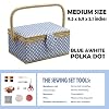 Sewing Box with Sewing Kit Accessories, D&D Wooden Sewing Basket Organizer with Accessories for Home, Travel, Blue Polka Dot