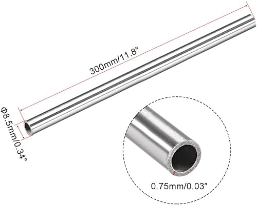 Miniatura 2 de uxcell 4 tubos de tubo capilar de acero inoxidable 304 de 0.276 in ID 0.335 in OD 11.811 in longitud 0.030 in pared