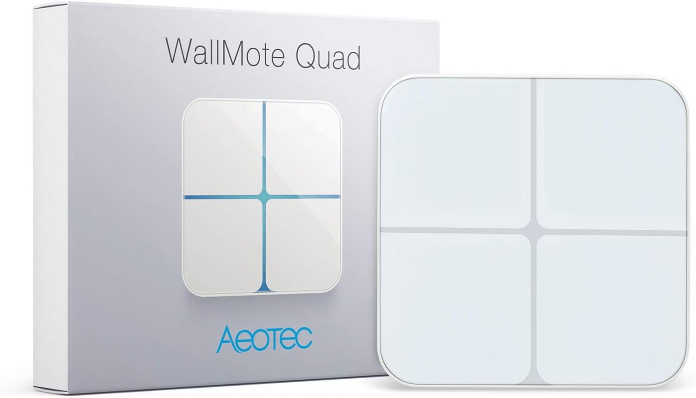 Aeotec WallMote Quad, Z-Wave Plus Wireless Wall Switch, 4 Button, 16 Scene Remote Control