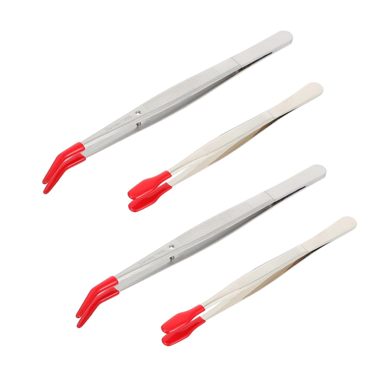 FRCOLOR 2 Set Pinzette Acciaio Inossidabile Con Design Ad Elbow E Punta Larga Utensili Leggeri E Pratici Per Casa Per Catturare E Facilità Uso 4 Pezzi*2