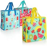 com-four® 3X Kühltasche - Klassische Faltbare Thermo-Kühlbox - Kleine Isoliertasche für Picknick, Camping, Outdoor, Sport [Auswahl variiert] (03 Stück - türkis/rot/grün - 7l)