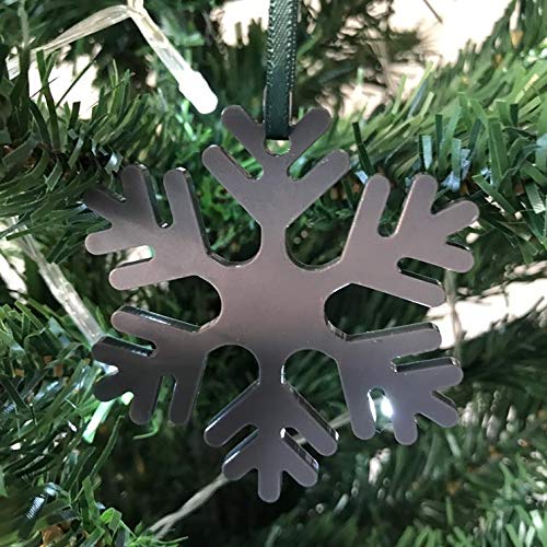 Icy Snowflake Christmas Tree Decoration - Graphite Grey - Large 14 cm