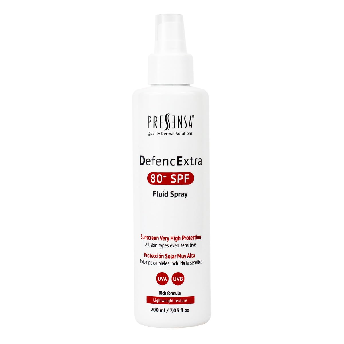 Spray DefencExtra 80 SPF. Protezione Solare Viso Spray 80 SPF, Alta Protezione UVA/UVB, Formula Ultralight e Ad Assorbimento Rapido, Con Aloe Vera ed Estratto di Camomilla, 200ml