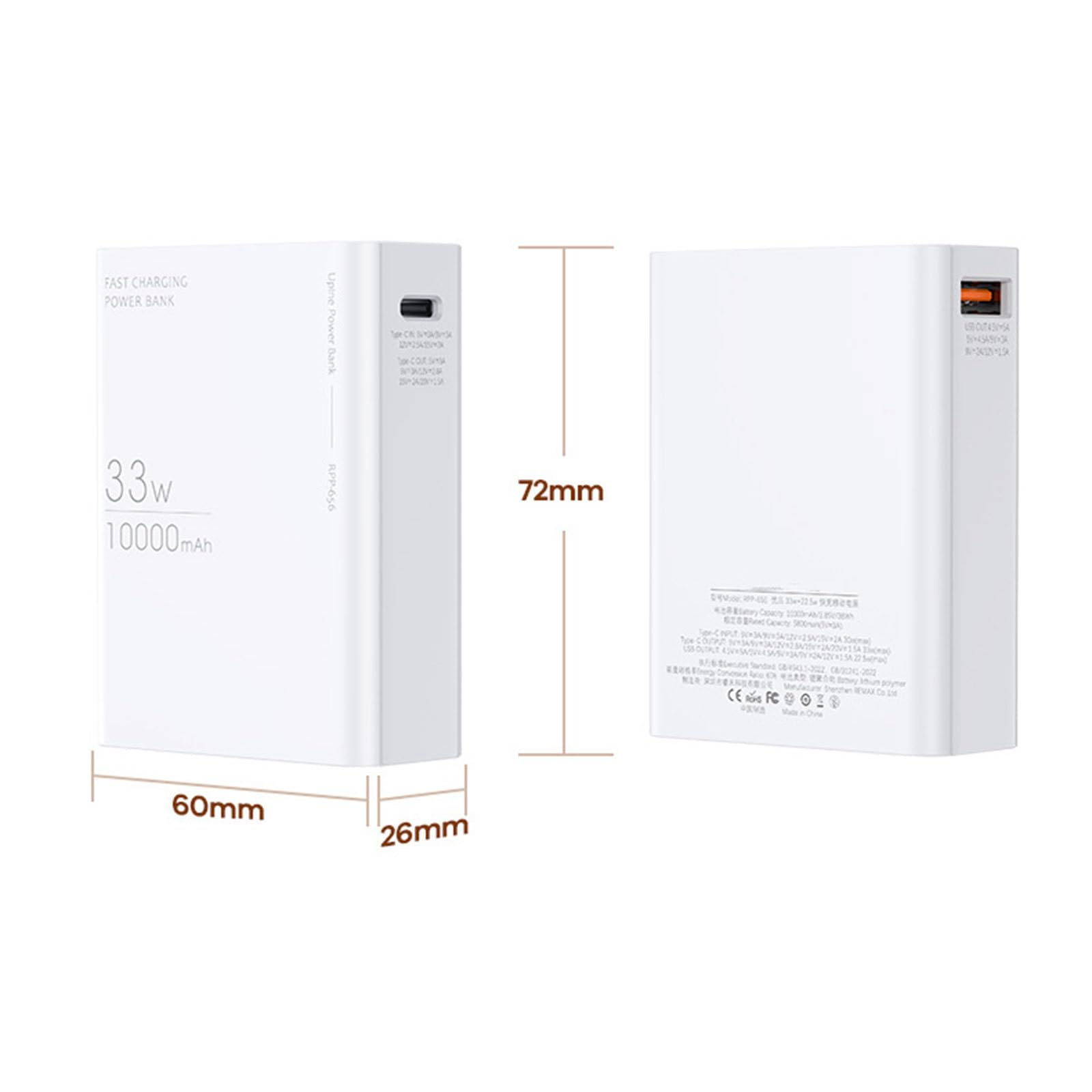 Power Bank 33W ultraszybkie ładowanie 10000 MAH podwójny port szybkie ładowanie przenośny Power Bank o dużej pojemności mobilny zasilacz,10000mA
