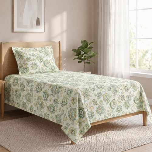 Image of LANE LINEN Symphony 100% Cotton 144TC Single Bedsheet Set, 2 Piece, Printed