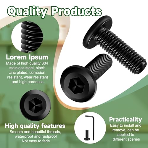 TDUNSYA 40 Stück M5 x 16 Schrauben, M5 Flachkopfschrauben Innensechskant, 304 Edelstahl A2 V2A Schwarze Schrauben Mit Sechskantschlüssel Für Haushalt, Bauwesen, Maschinen, Kraftfahrzeuge