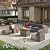 Aoxun 8-Piece Patio Furniture Set with 40” Fire Pit Table Wicker Rattan Conversation Set Outdoor Sectional Sofa with Removable Cushions and Coffee Table (8 PCS Gray)