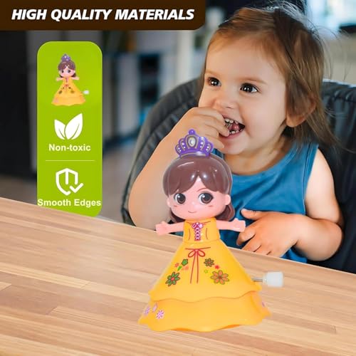 Image of Crackles Wind Up Spin Doll - Pack of 1 Dancing Princess Toys for Girls & Boys Age 3+ | Clockwork Baby Toy, Crawling Toy for Toddlers, Return Gift (Multicolor)