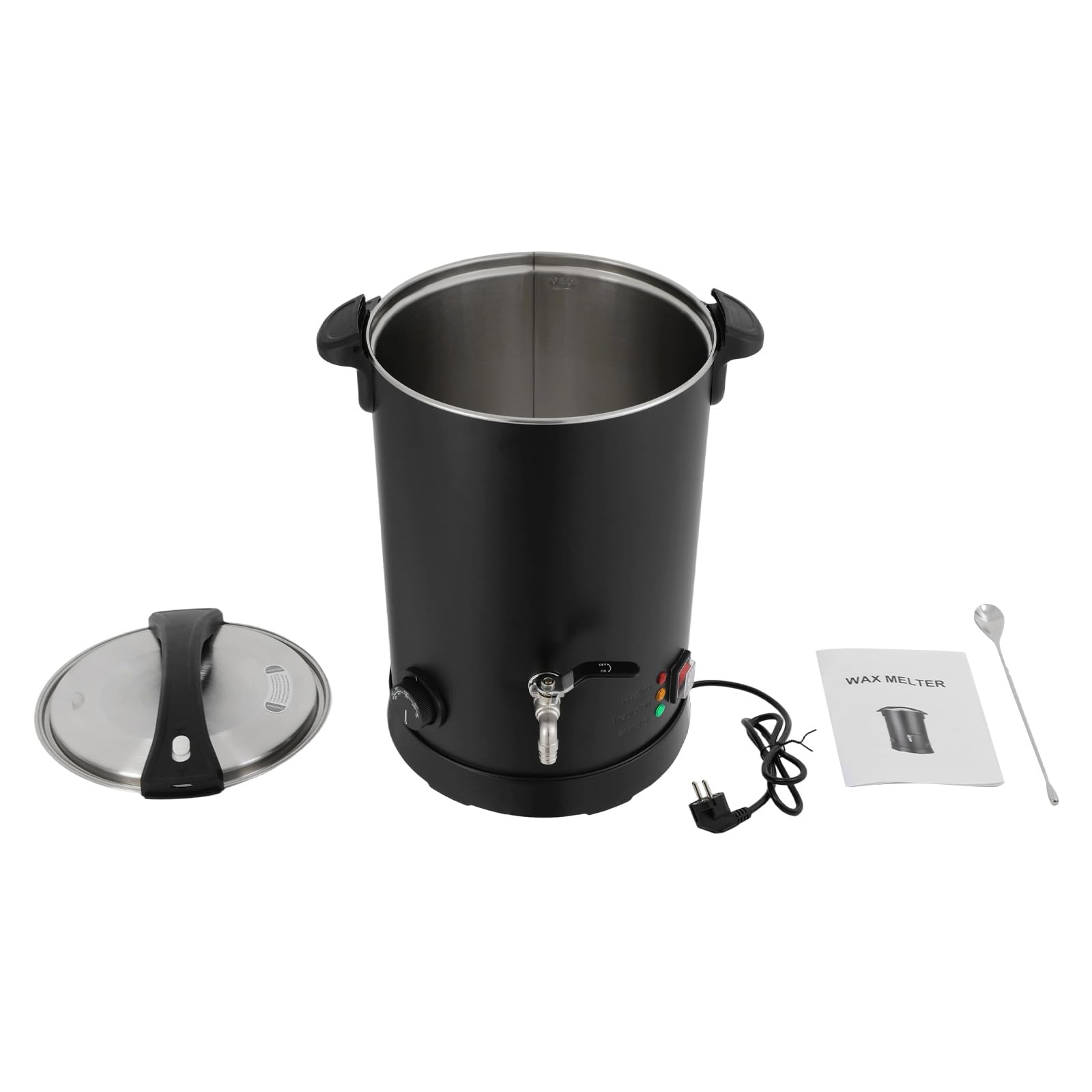 GIDRLL Urządzenie do topienia wosku do produkcji świec, 1100 W, elektryczny garnek do topienia wosku ze stali nierdzewnej, z regulatorem temperatury (0-100°C), szybkie nagrzewanie, nieprzywierająca