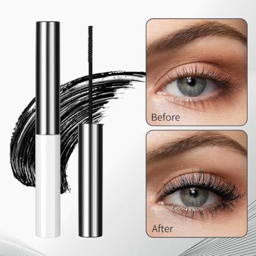 Volume Color Mascara, Black Silk Fiber Eyelash Mascara with Soft Mascara Brush, No Clumping & No Smudging & No Flaking Curling Mascara, Long-Lasting Waterproof Eyelash Mascara with False Lash Effect - Image 7