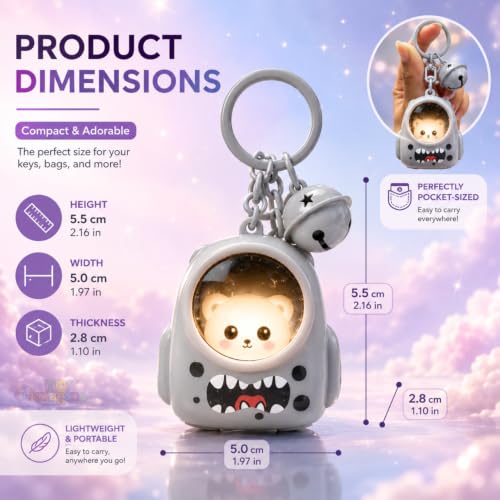 Image of Toy Imagine Cute LED Glowing Animal Keychain for Kids (Pack of 4) Kawaii Cat Astronaut Bag Charm with Bell Backpack & School Bag Accessory Return Birthday Gift for Girls, Boys, Teens (Random Designs)