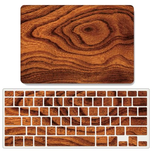 Funda MacBook Air 15 M2 A2941 estilo madera JZ ideal para cafeterías y teletrabajo con protector