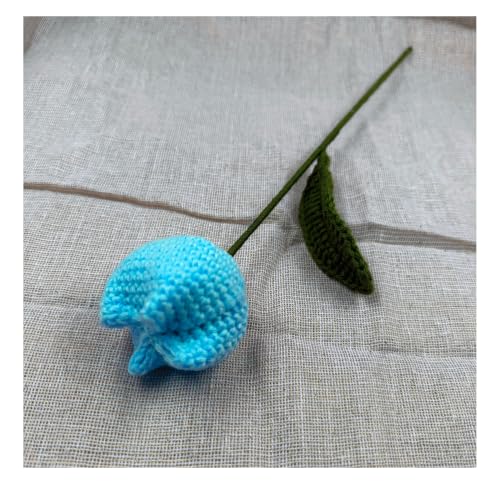 Image of Prapti Handicrafts Handmade Crochet Rose Artificial Forever Flowers for Vase, Home Decoration (1, Light Blue Tulip)