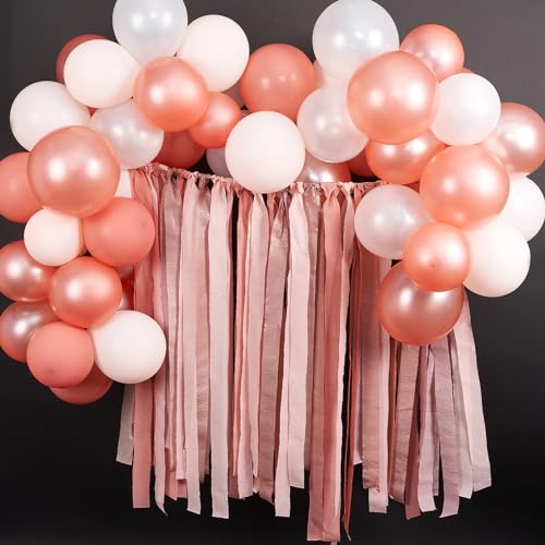 Image of PartyWoo Crepe Paper Streamers 8 Rolls 656ft, Pack of Rose Gold, Dusty Pink, Pastel Pink Streamers Party Decorations, Crepe Paper for Birthday Decorations, Wedding Decorations (1.8 In x 82 Ft /Roll)