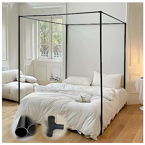 Marco de la Cama del toldo del Cartel del 4 de Servicio Pesado, Soporte Negro de la Red de Mosquitos de la aleación de Aluminio con los Postes de la Esquina