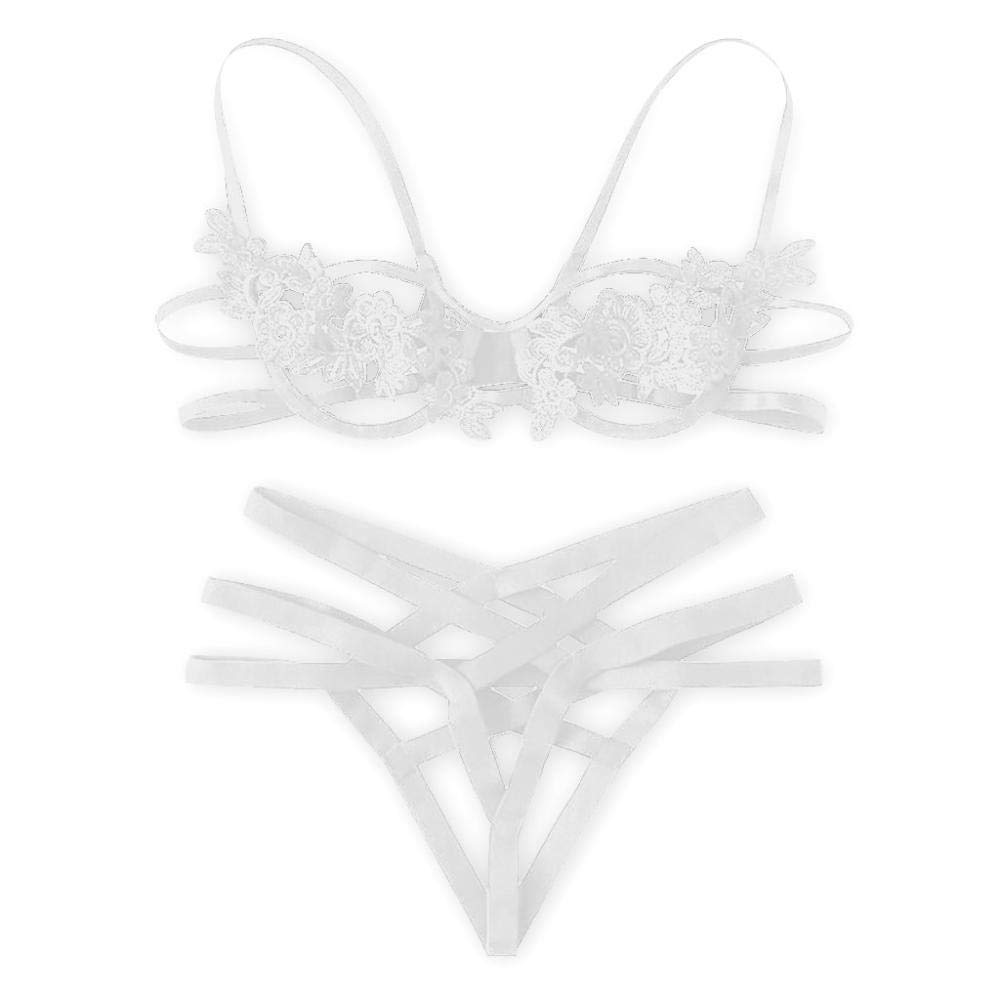 Mujer Sexy Fina Lenceria Sensual Romantico Elegante EncajeLencería Sexy para Mujer Corsé Ropa de Dormir de Encaje Ropa Interior Calzoncillos Negro Conjunto de lencería Sexy para Mujer-A_XL