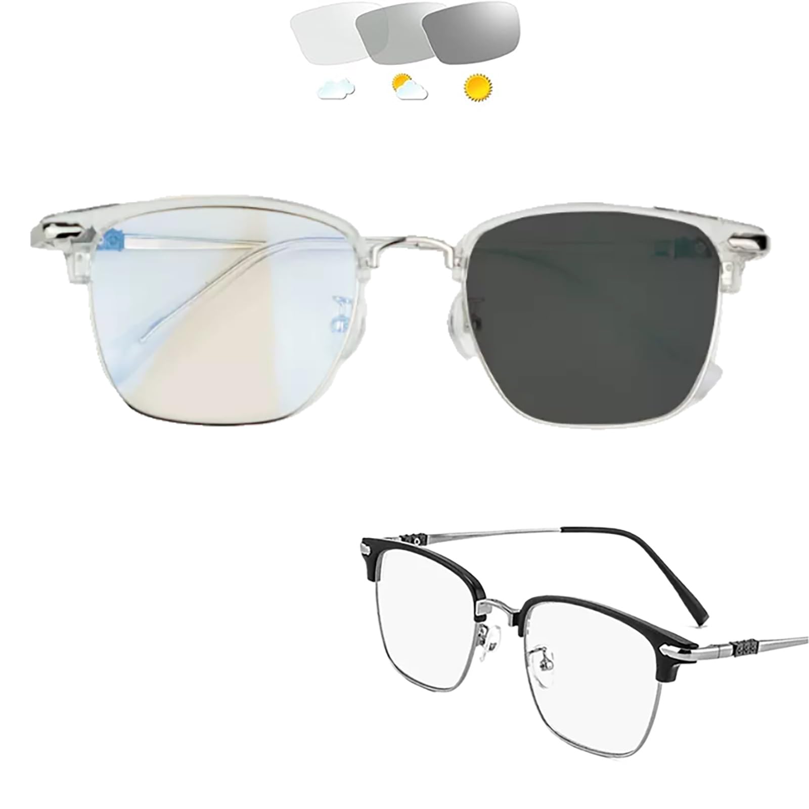 Selbsttönende Lesebrille Groß Blaulichtfilter Lesehilfe Herren Damen Photochrome Sonnenbrille Anti Augenbelastung/Blendung Computerbrille