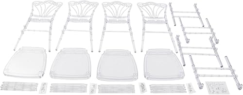 Miniatura 7 de 4PCS Clear Dining Chairs, Modern Clear Acrylic-Style Pc Material Chairs, Space-Saving Stackable (8 Units High) Dining Chair for Wedding Party Event