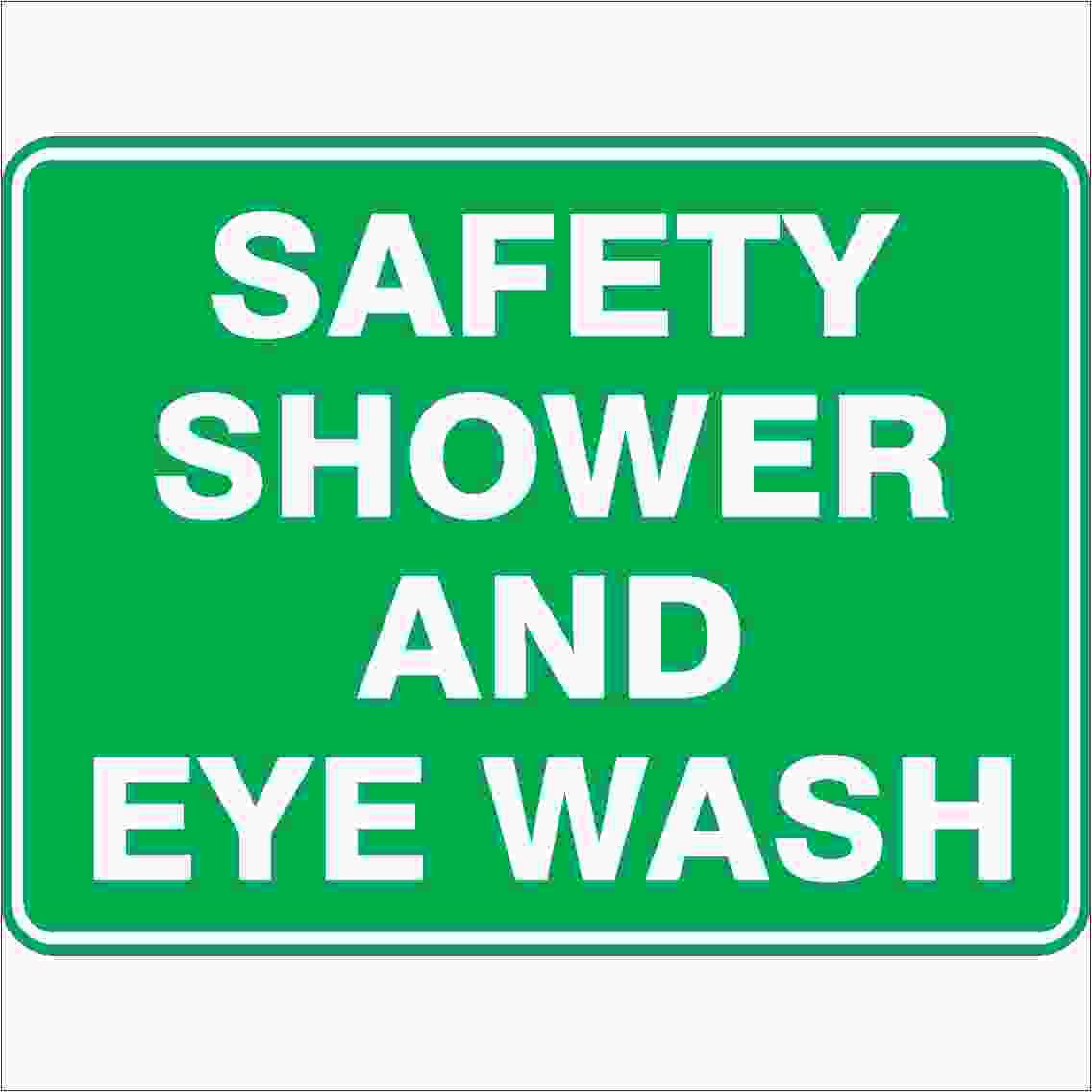 Safety Shower And Eye Wash Emergency Signs, 12x8 Metal Tin Sign, Safety shower and eyewash station.