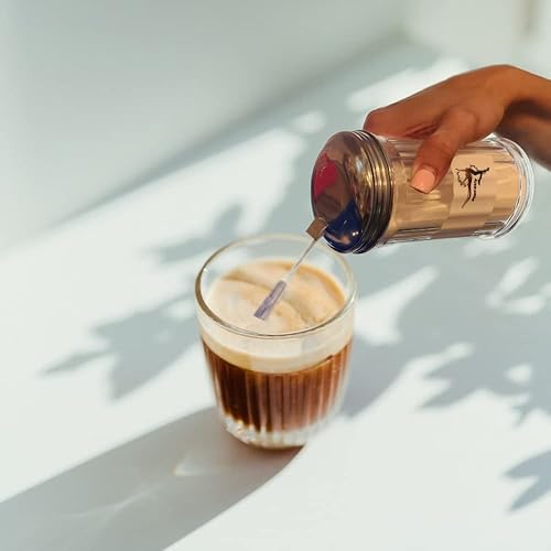 Miniatura 2 de Dispensador de vidrio con tapa de acero inoxidable y tapa lateral de 12 onzas.