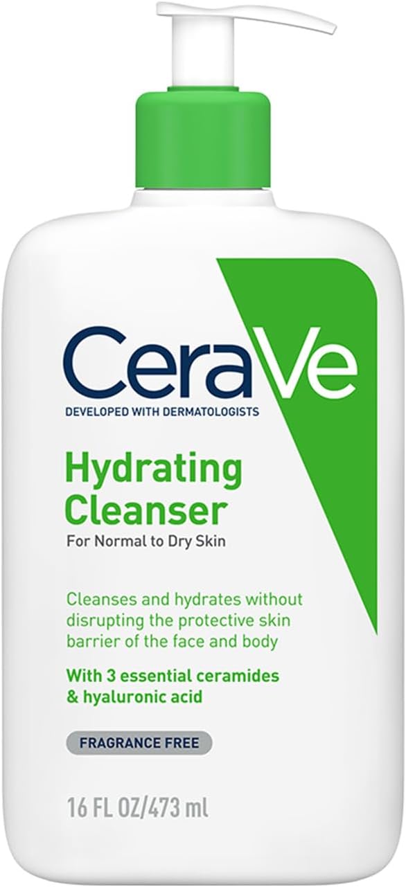 Hydrating Cleanser For Normal To Dry Skin (473ml) - Non-Foaming Face Wash with Hyaluronic Acid And Ceramides | Non-Comedogenic, Non-Irritating And Fragrance-Free Cleanser