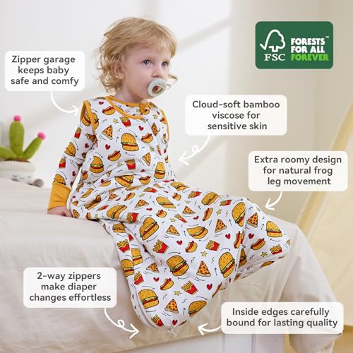 Image of babee Reshinee Bamboo Viscose Sleep Sack for Babies and Toddlers 1.0 Tog Wearable Blanket 2-Way Zipper Baby Shower Gifts